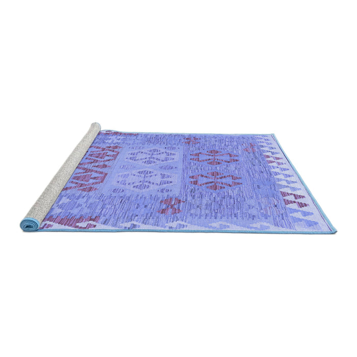 Sideview of Machine Washable Southwestern Blue Country Rug, wshcon2232blu