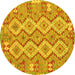 Round Southwestern Yellow Country Rug, con2233yw