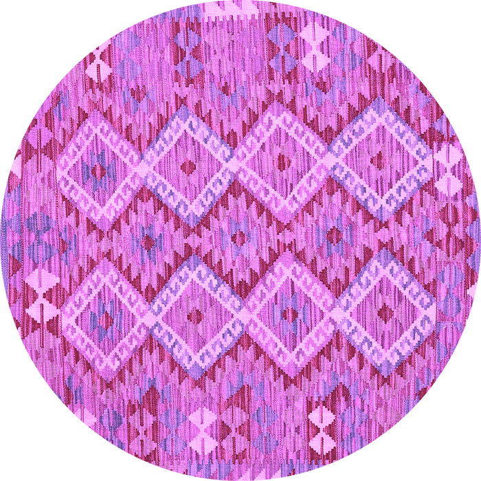Round Machine Washable Southwestern Purple Country Area Rugs, wshcon2233pur