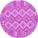 Round Machine Washable Southwestern Purple Country Area Rugs, wshcon2233pur