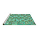 Sideview of Machine Washable Southwestern Turquoise Country Area Rugs, wshcon2233turq