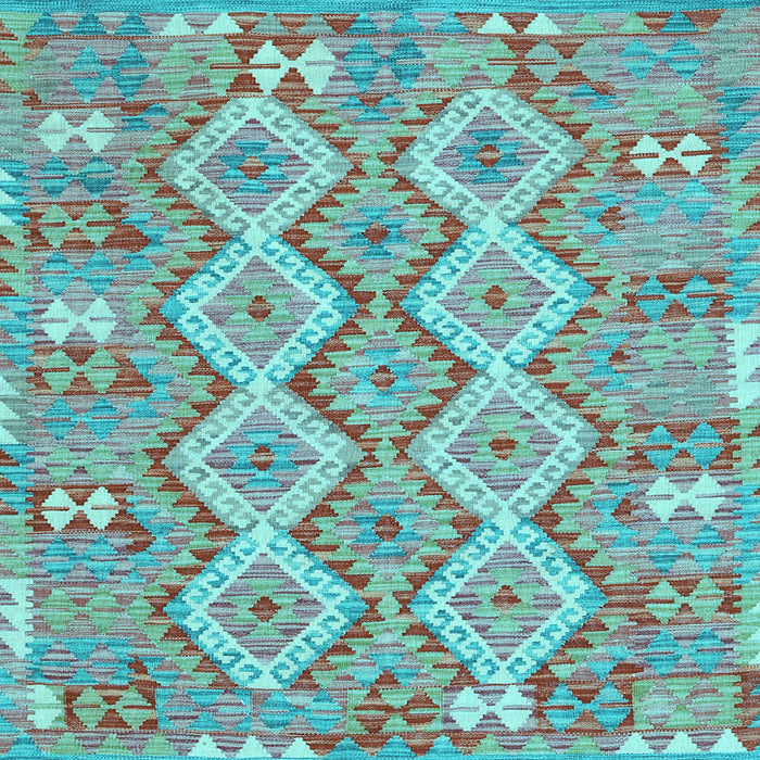 Square Machine Washable Southwestern Light Blue Country Rug, wshcon2233lblu