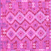 Square Machine Washable Southwestern Pink Country Rug, wshcon2233pnk