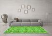 Machine Washable Southwestern Green Country Area Rugs in a Living Room,, wshcon2233grn