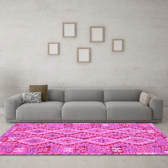 Machine Washable Southwestern Pink Country Rug in a Living Room, wshcon2233pnk