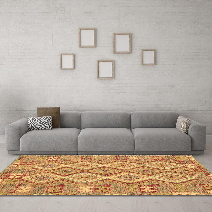 Machine Washable Southwestern Brown Country Rug in a Living Room,, wshcon2233brn