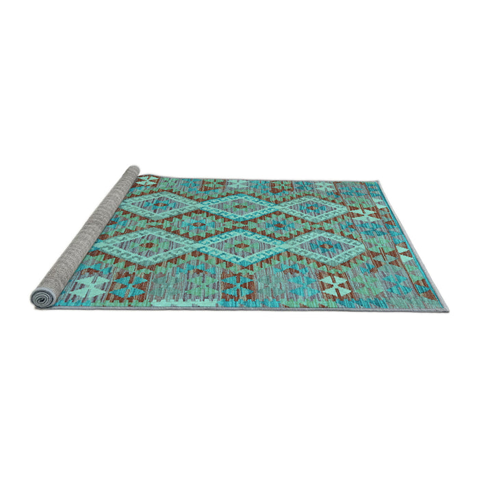 Sideview of Machine Washable Southwestern Light Blue Country Rug, wshcon2233lblu