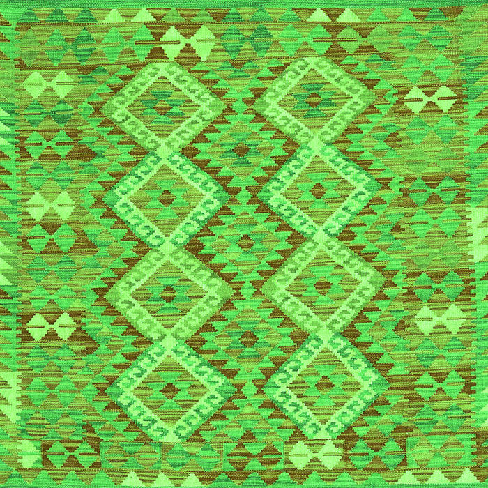 Round Machine Washable Southwestern Green Country Area Rugs, wshcon2233grn