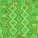 Round Machine Washable Southwestern Green Country Area Rugs, wshcon2233grn