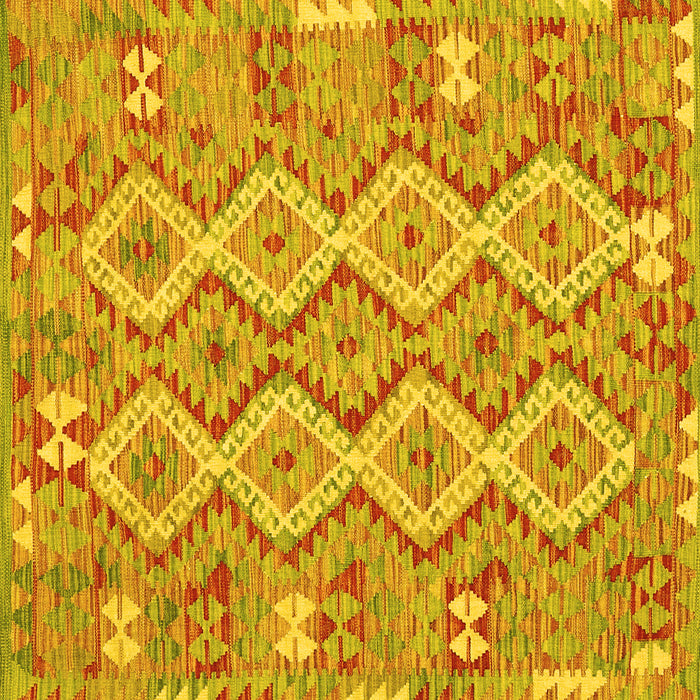 Square Machine Washable Southwestern Yellow Country Rug, wshcon2233yw