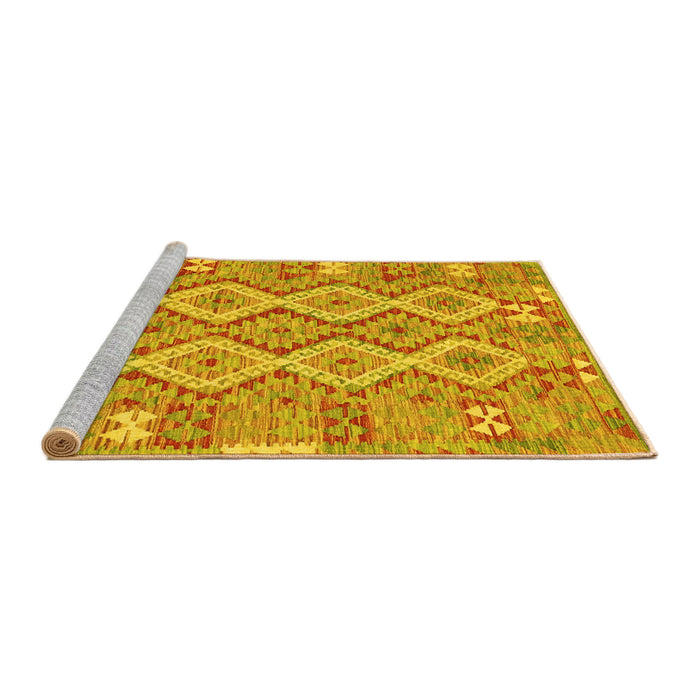 Sideview of Machine Washable Southwestern Yellow Country Rug, wshcon2233yw