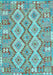 Machine Washable Southwestern Light Blue Country Rug, wshcon2233lblu