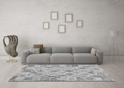 Machine Washable Abstract Gray Contemporary Rug in a Living Room,, wshcon2234gry