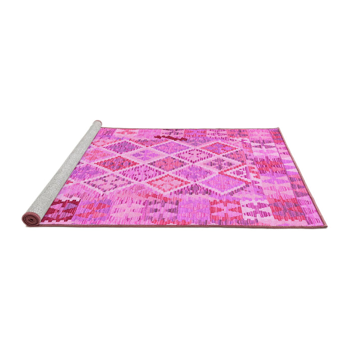 Sideview of Machine Washable Abstract Pink Contemporary Rug, wshcon2234pnk