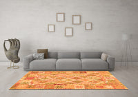 Machine Washable Abstract Orange Contemporary Rug, wshcon2234org