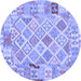 Round Machine Washable Abstract Blue Contemporary Rug, wshcon2234blu