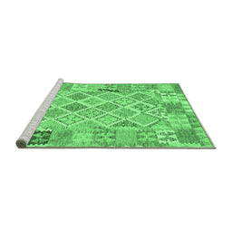Sideview of Machine Washable Abstract Emerald Green Contemporary Area Rugs, wshcon2234emgrn