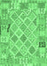 Machine Washable Abstract Emerald Green Contemporary Area Rugs, wshcon2234emgrn