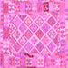 Square Machine Washable Abstract Pink Contemporary Rug, wshcon2234pnk