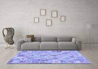 Machine Washable Abstract Blue Contemporary Rug, wshcon2234blu