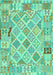 Machine Washable Abstract Turquoise Contemporary Area Rugs, wshcon2234turq