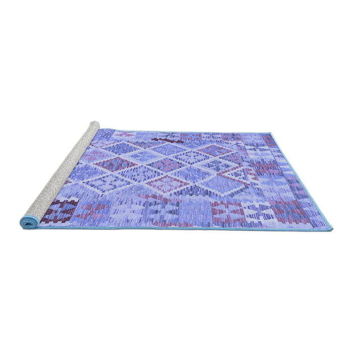 Sideview of Machine Washable Abstract Blue Contemporary Rug, wshcon2234blu