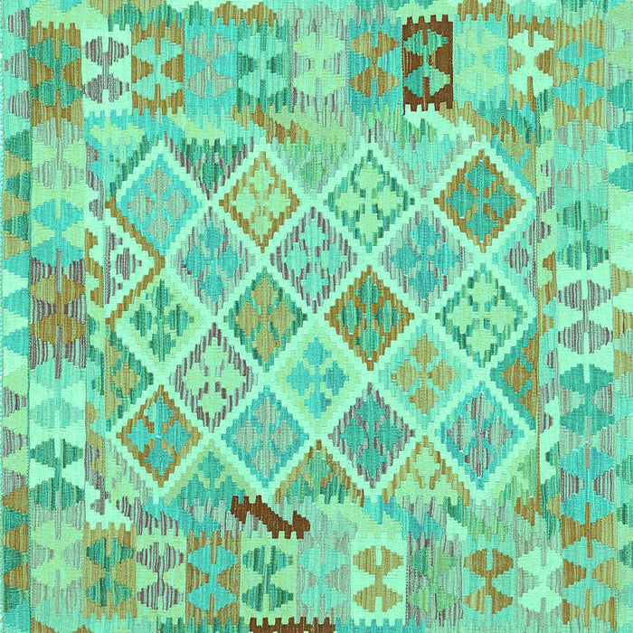 Square Abstract Turquoise Contemporary Rug, con2234turq