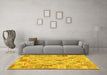 Machine Washable Abstract Yellow Contemporary Rug in a Living Room, wshcon2234yw