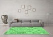 Machine Washable Abstract Emerald Green Contemporary Area Rugs in a Living Room,, wshcon2234emgrn