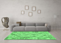 Machine Washable Abstract Emerald Green Contemporary Rug, wshcon2234emgrn