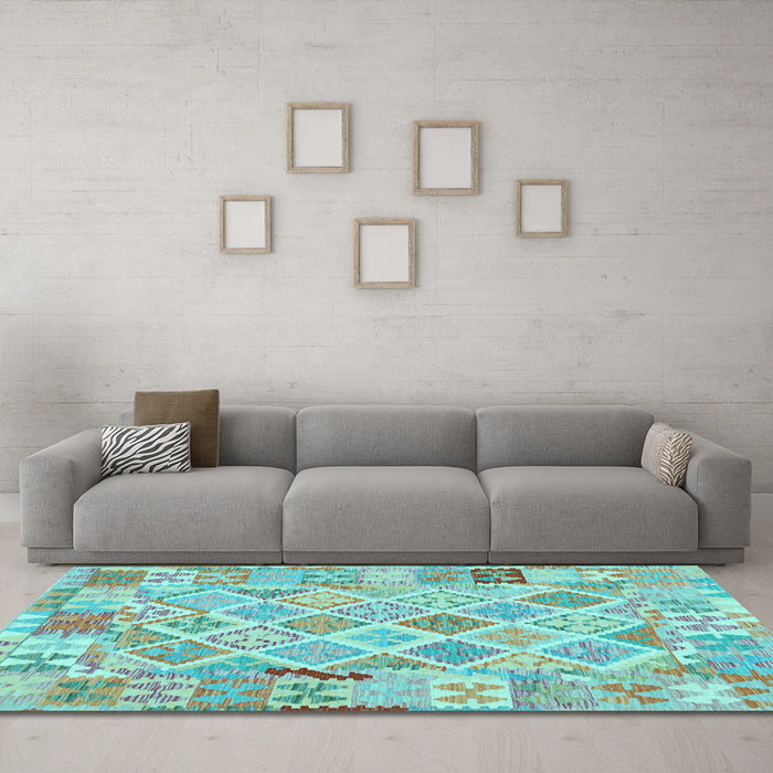 Machine Washable Abstract Light Blue Contemporary Rug in a Living Room, wshcon2234lblu