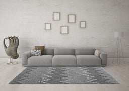 Machine Washable Southwestern Gray Country Rug in a Living Room,, wshcon2235gry