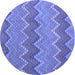 Round Machine Washable Southwestern Blue Country Rug, wshcon2235blu