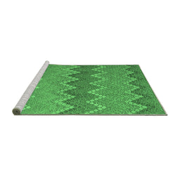 Sideview of Machine Washable Southwestern Emerald Green Country Area Rugs, wshcon2235emgrn
