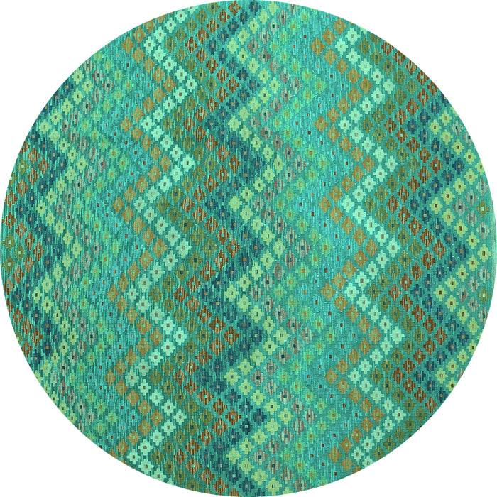 Round Southwestern Turquoise Country Rug, con2235turq