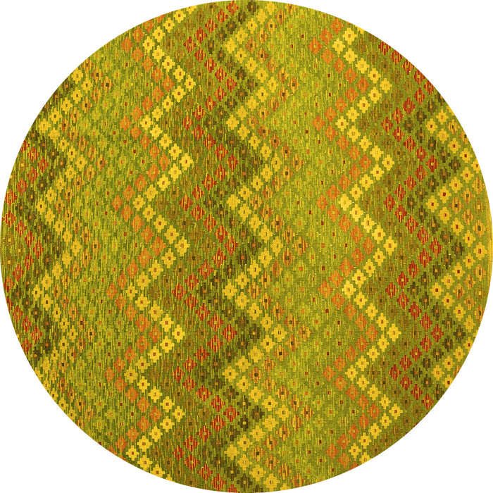 Round Southwestern Yellow Country Rug, con2235yw