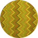 Round Southwestern Yellow Country Rug, con2235yw