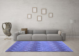 Machine Washable Southwestern Blue Country Rug in a Living Room, wshcon2235blu