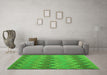 Machine Washable Southwestern Green Country Area Rugs in a Living Room,, wshcon2235grn