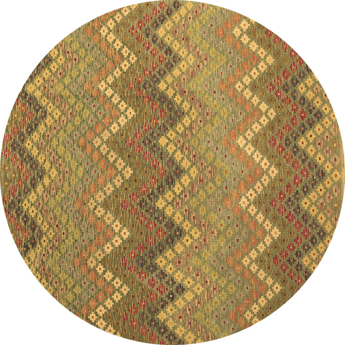 Round Southwestern Brown Country Rug, con2235brn