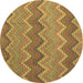 Round Southwestern Brown Country Rug, con2235brn