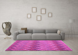 Machine Washable Southwestern Pink Country Rug in a Living Room, wshcon2235pnk