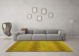 Machine Washable Southwestern Yellow Country Rug in a Living Room, wshcon2235yw