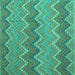 Square Machine Washable Southwestern Turquoise Country Area Rugs, wshcon2235turq