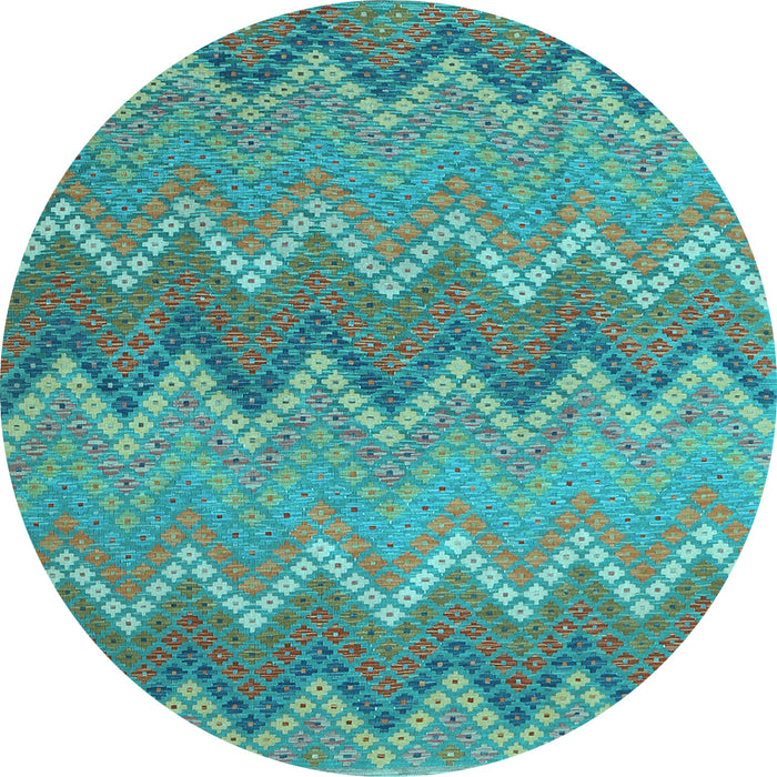 Round Southwestern Light Blue Country Rug, con2235lblu