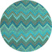 Round Southwestern Light Blue Country Rug, con2235lblu