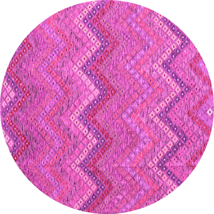 Round Machine Washable Southwestern Pink Country Rug, wshcon2236pnk