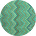 Round Southwestern Turquoise Country Rug, con2236turq