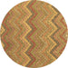 Round Southwestern Brown Country Rug, con2236brn