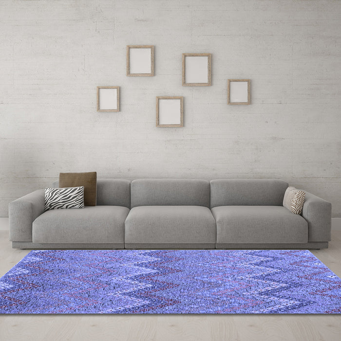 Machine Washable Southwestern Blue Country Rug in a Living Room, wshcon2236blu